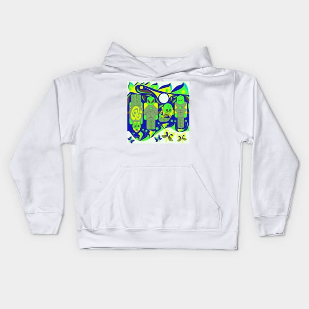 alien mayan brick in soccer board ecopop Kids Hoodie by jorge_lebeau